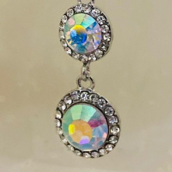 💖 Round AB Crystal Dangle Earrings /E62 - Picture 3 of 3